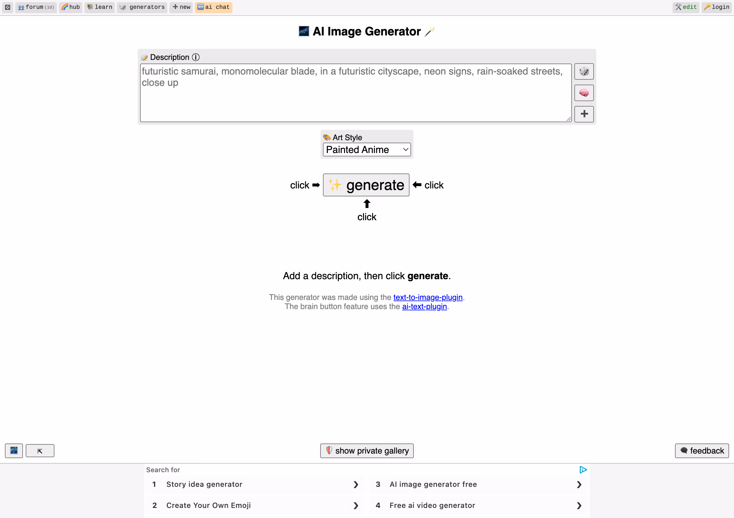Perchance AI visual from the best unrestricted video generator source page